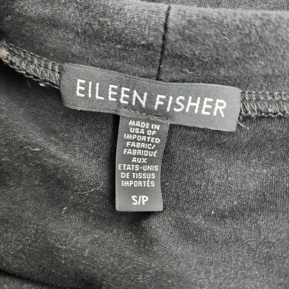 Eileen Fisher S/P Black Long Button-Up Cardigan Dress 93% Tencel 7% Spandex - Picture 3 of 9